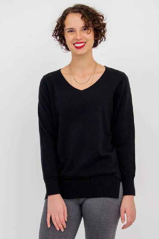 Fishing Knit TopsTiff Sweater, Black, Cotton