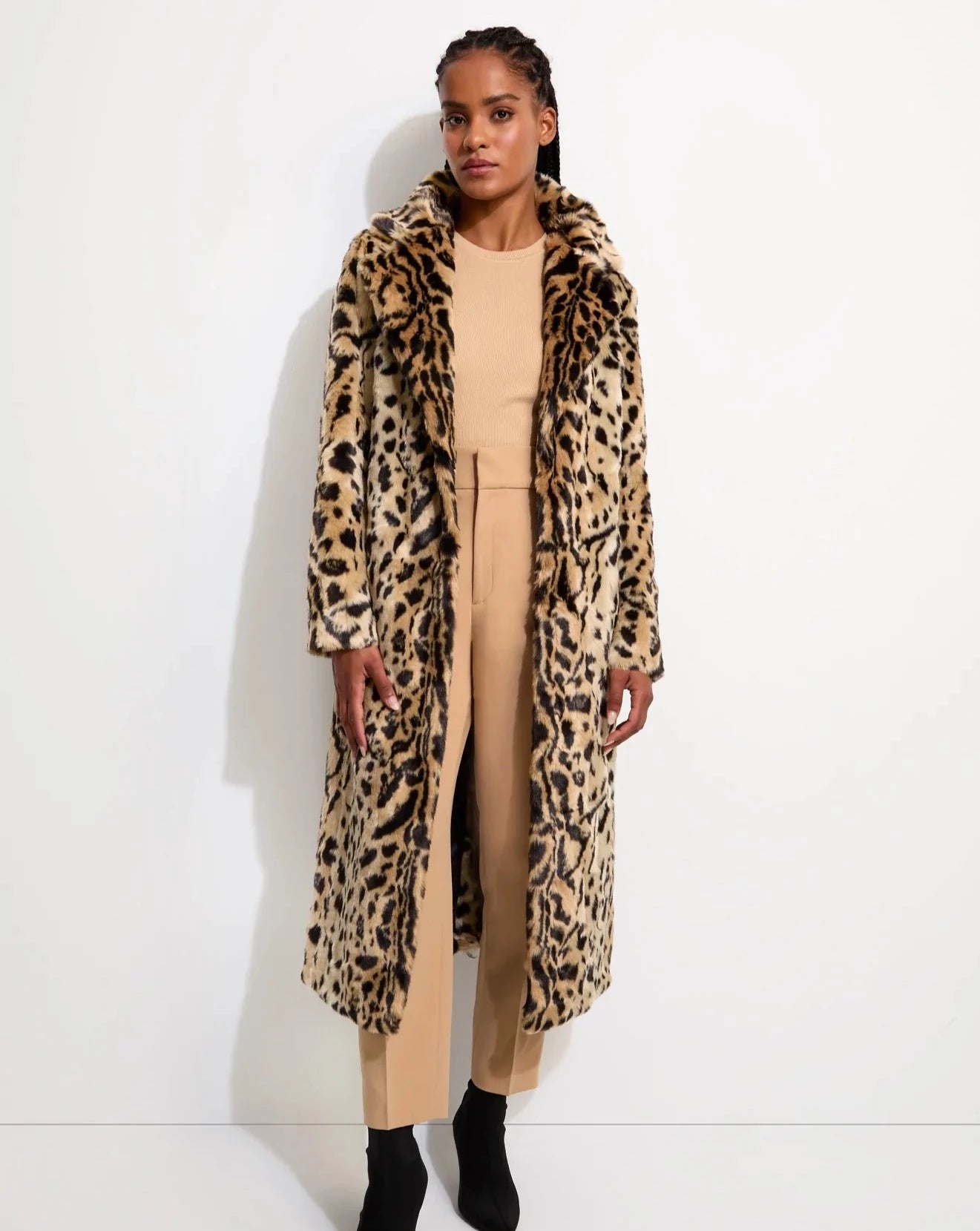 Cotton Knit TopsLong Song Coat | Light Leopard