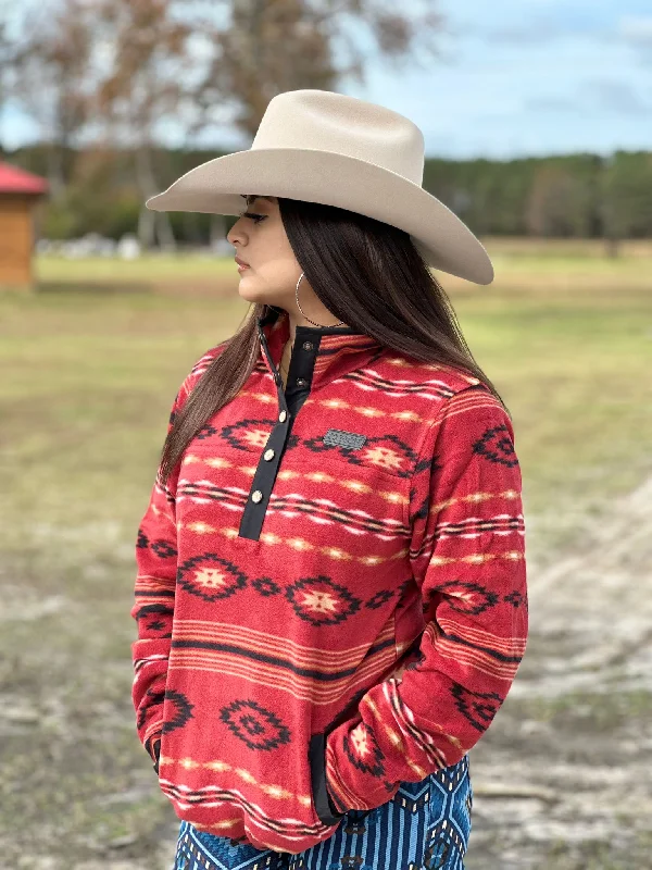 Travel JacketsCinch Womens Red Aztec Pattern Pullover