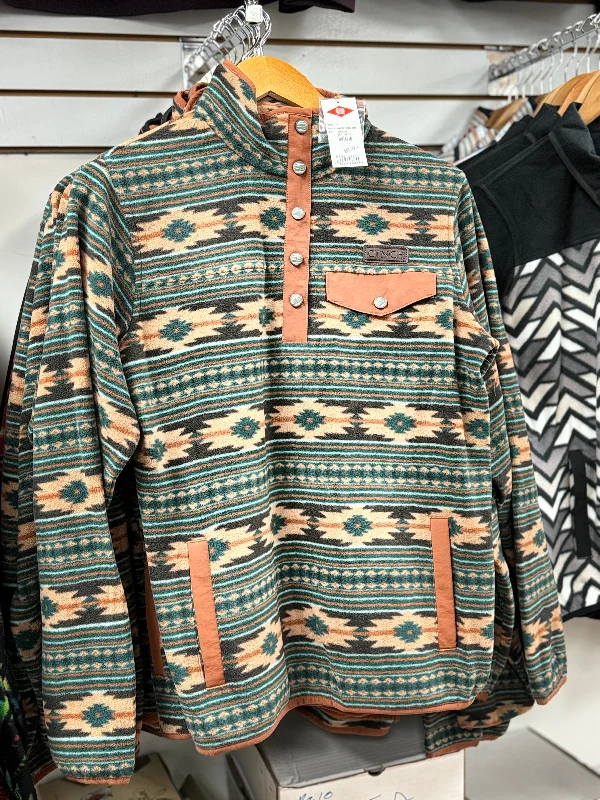 Skateboard JacketsCinch Womens Pullover Green/ orange & Aztec Pattern