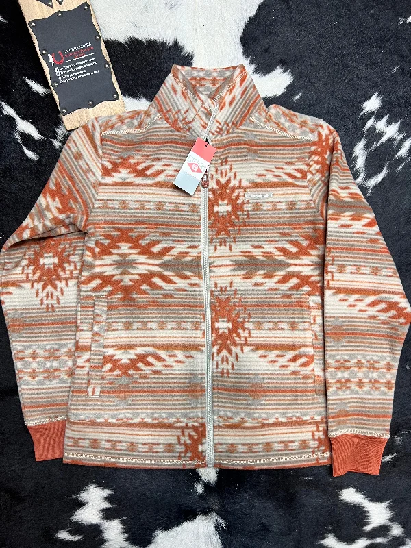 Leather-Paneled JacketsCinch Womens Southwestern Print Fleece Stone/Gray/Coral- Jacket