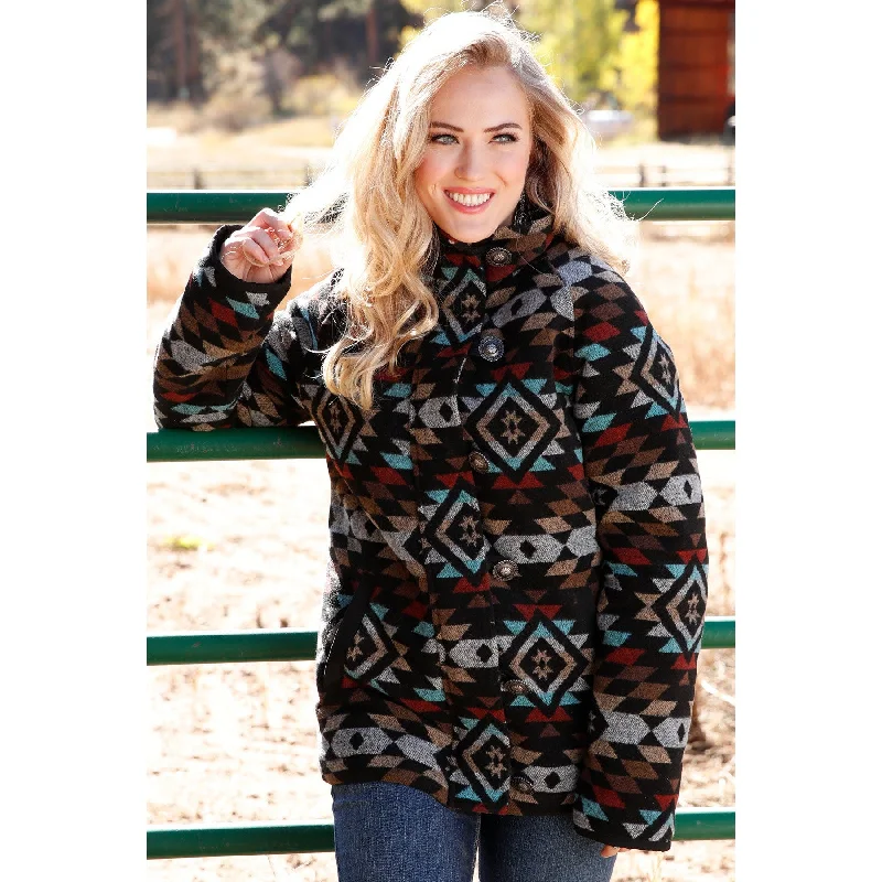 Summer JacketsCruel Women's Black Southwestern Tweed Jacket