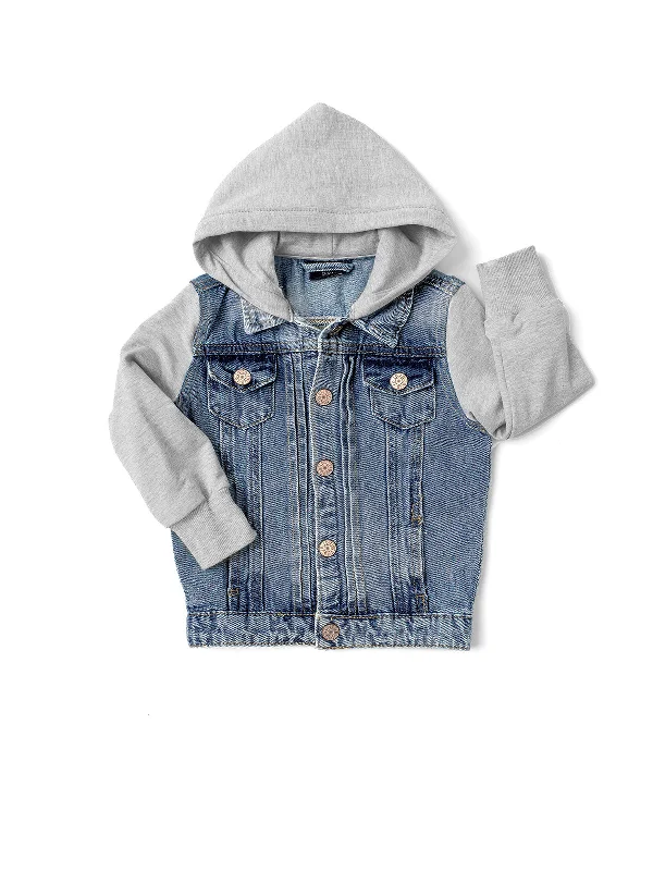 Thermal JacketsHooded Denim Jacket - Grey