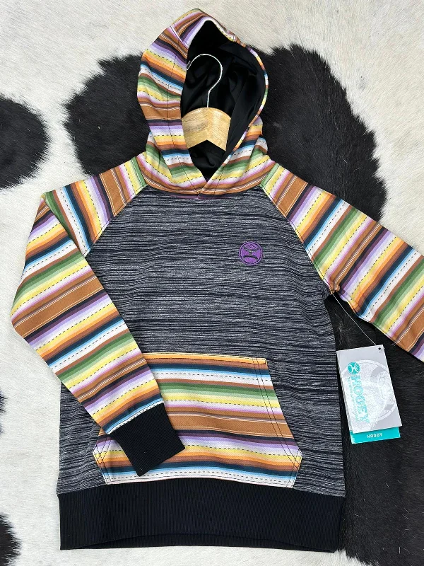 Tasseled JacketsHooey Girls Orange Serape Stripe Grey Hoodie