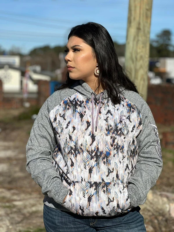 Bomber JacketsHooey Womens Grey Aztec Pattern w/ Lavender Colored Logo on Sleeve