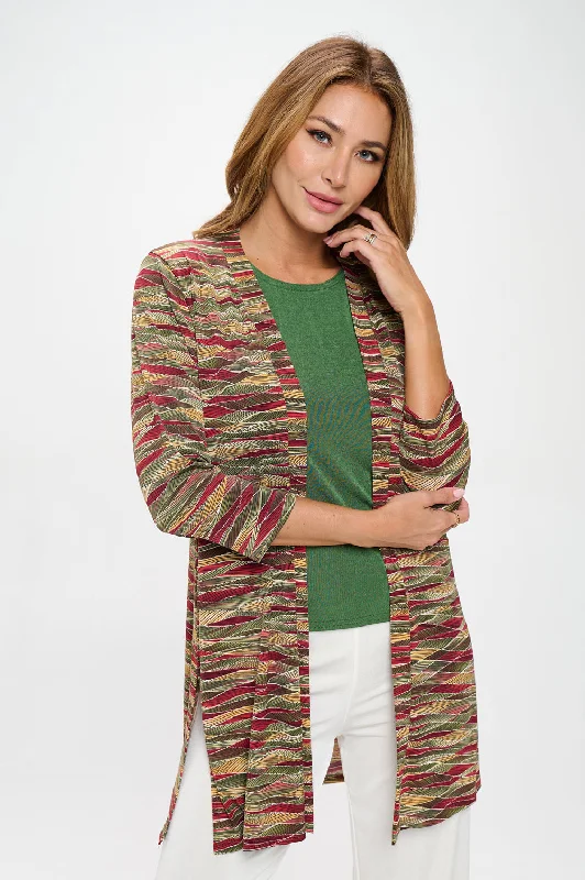 Studded JacketsITY Duster Jacket Quarter Sleeve Print-4071HT-QRP1-W426