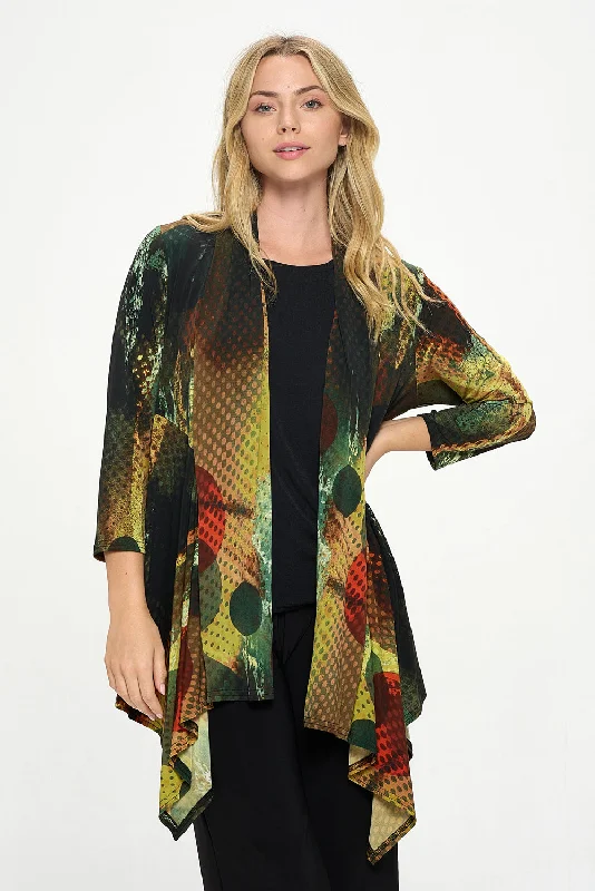 Metallic JacketsITY Print Draped Wrap Jacket-4084HT-QRP1-W412