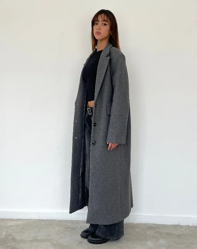 College JacketsMalati Longline Coat in Charcoal