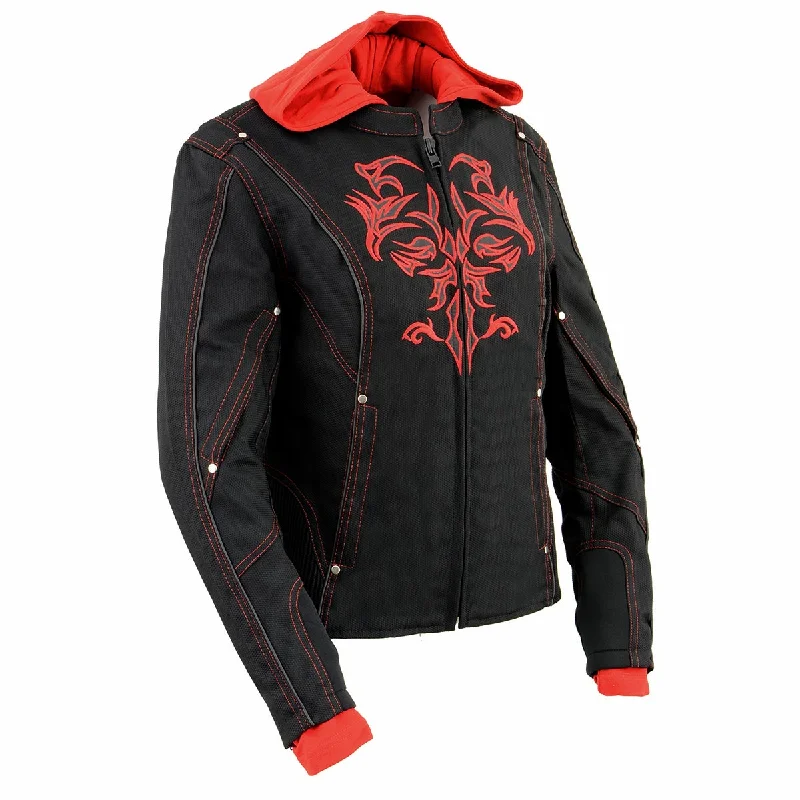 Performance JacketsNexGen SH1939 Women's 'Reflective Tribal' Red and Black 3/4 Textile Vented Jacket