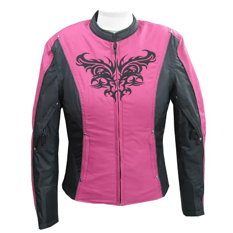 Casual JacketsNexGen SH2367 Women's Turquoise and Fuchsia Textile Jacket with Embroidery Artwork