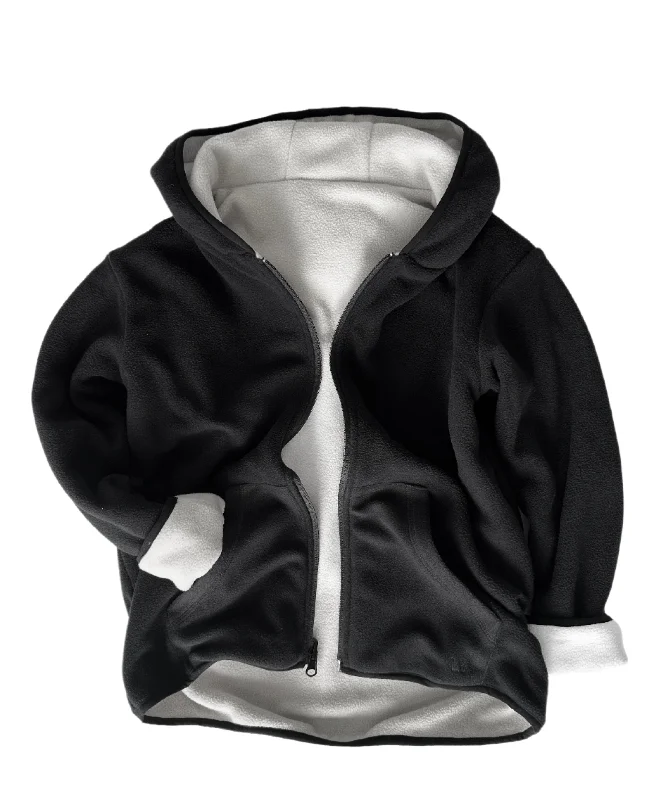 Rain JacketsReversible Fleece Zip Hoodie - Black