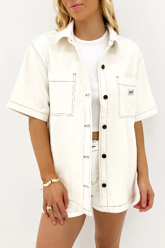 Fringed ShirtsDenim Boxy Shirt Milk