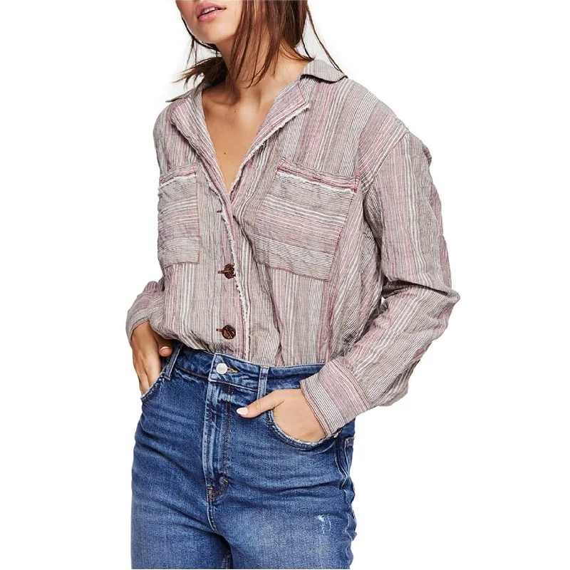 Collaborative ShirtsFree People Womens Multistripe Button Up Shirt