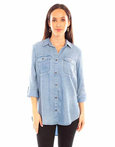 Logo ShirtsWomen's Scully Button Down Shirt #HC844-BLU