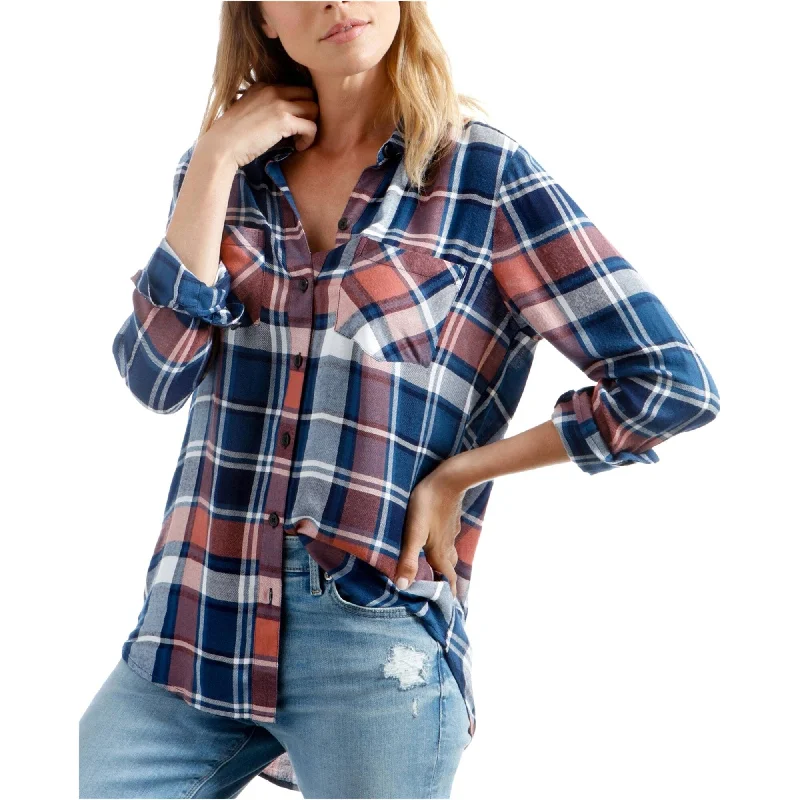 Button-Down ShirtsLucky Brand Womens Plaid Boyfriend Button Up Shirt, Red, Medium