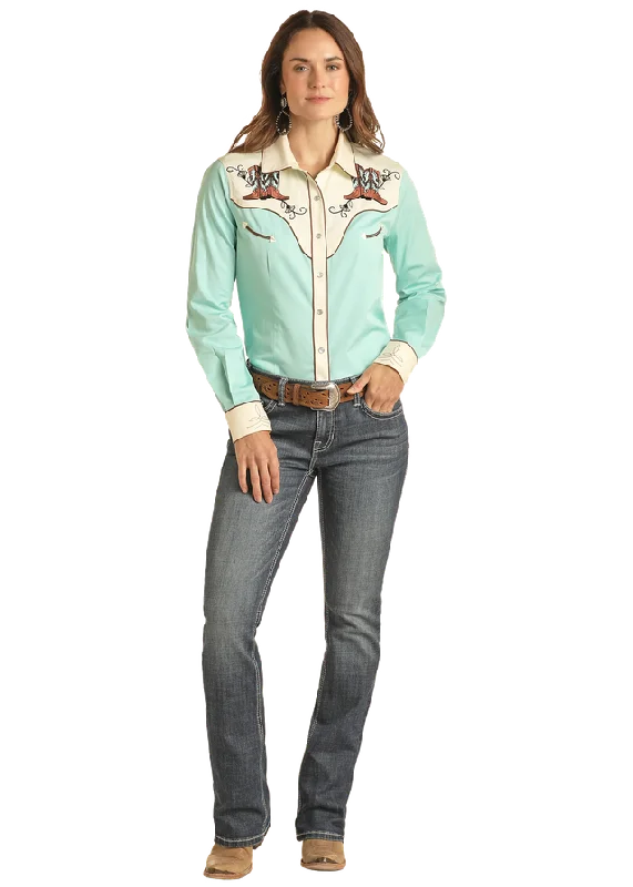 Metallic ShirtsWomen's White Label Boot Scootin' Snap Front Shirt #LWN2S03812