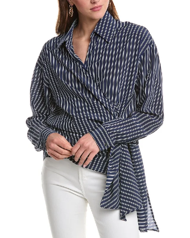 Fringed ShirtsMichael Kors Collection Stripe Sarong Silk Shirt