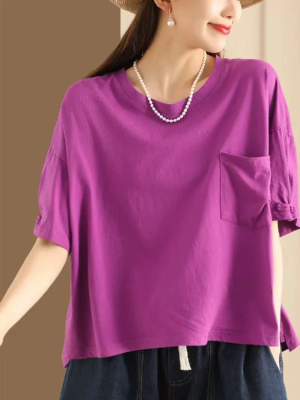 Formal ShirtsRose Pink Summer Casual Solid Loose Cotton Shirt