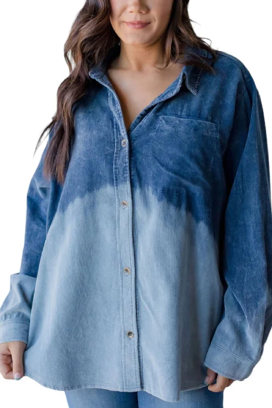 Metallic ShirtsWashed Corduroy Shirt In Navy