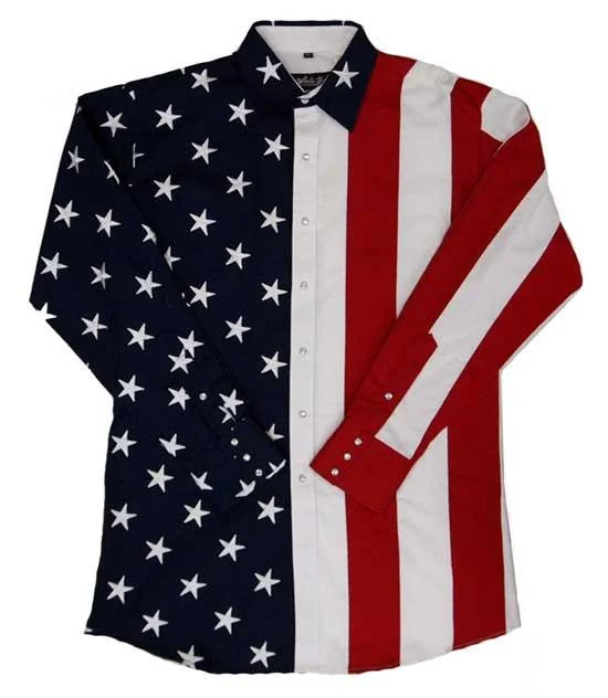 Polka Dot ShirtsWomen's Embroidered Western Shirt: White Horse Patriotic