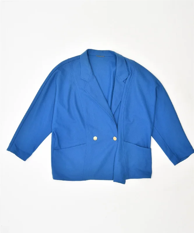 BlazercourtCORILADY Womens Double Breasted Blazer Jacket IT 47 Large Blue Wool Vintage