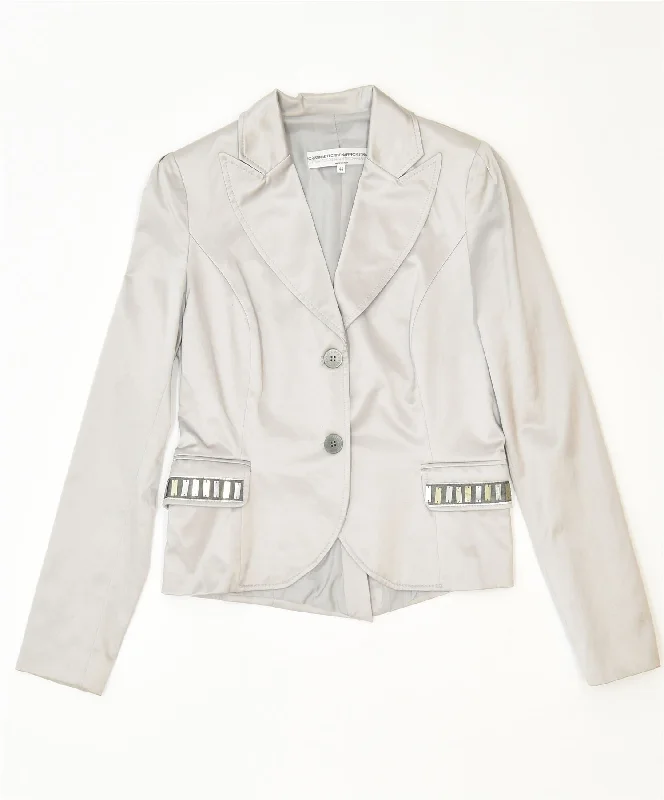 BlazerjacketCRISTINAEFFE Womens 2 Button Blazer Jacket IT 44 Medium Grey Designer