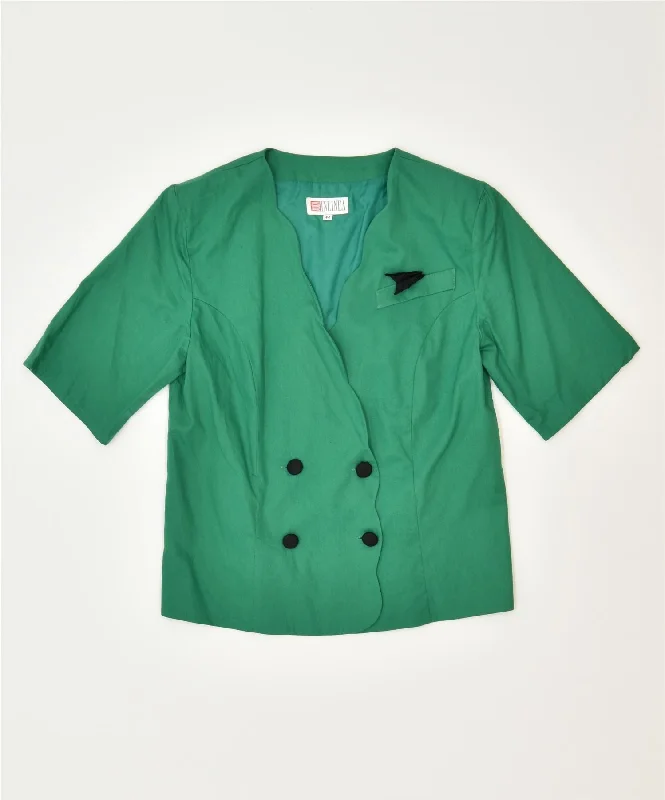 BlazercloudINLINEA MODA Womens Short Sleeve Blazer Jacket IT 44 Medium Green Cotton