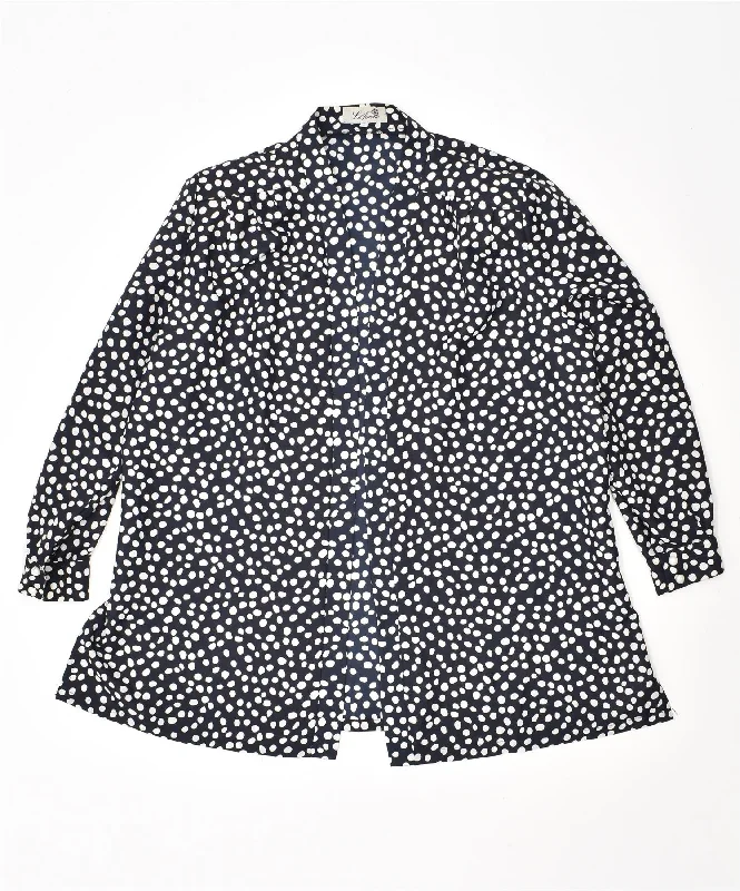 BlazerdunkLA FEMME Womens Oversized Blazer Jacket UK 16 Large Navy Blue Spotted