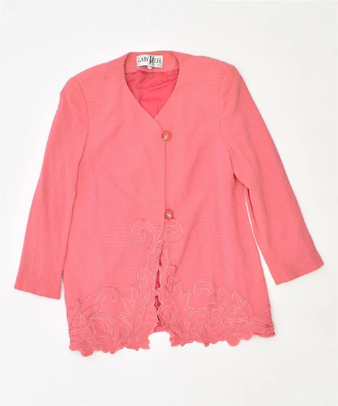 BlazerteamLADY VELIA Womens 3/4 Sleeve 2 Button Blazer Jacket IT 43 Medium Pink