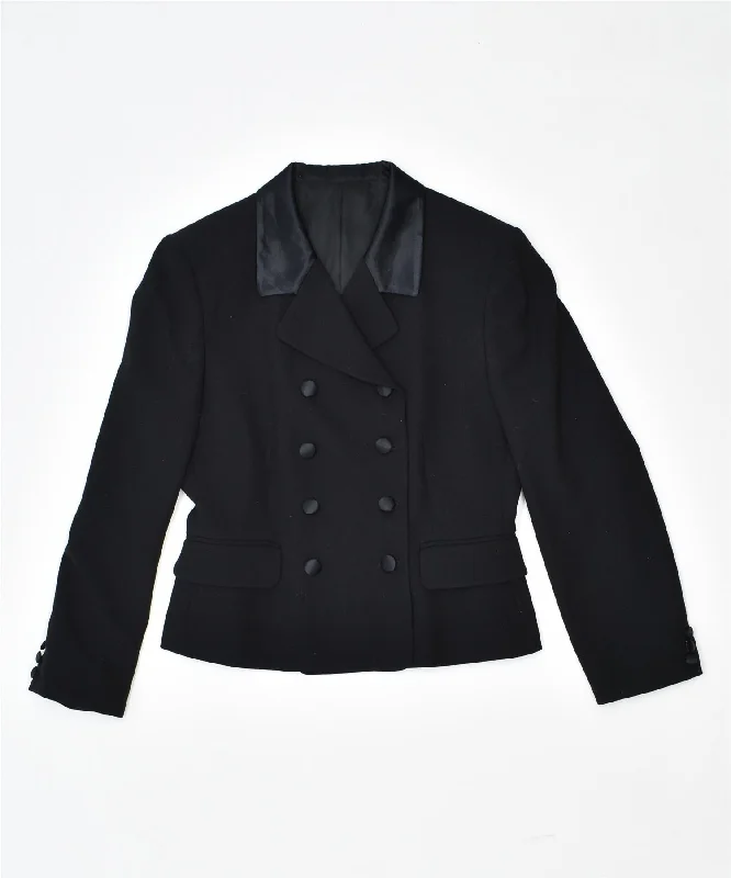 BlazergameLARRY WILSON Womens Double Breasted Blazer Jacket IT 42 Medium Black