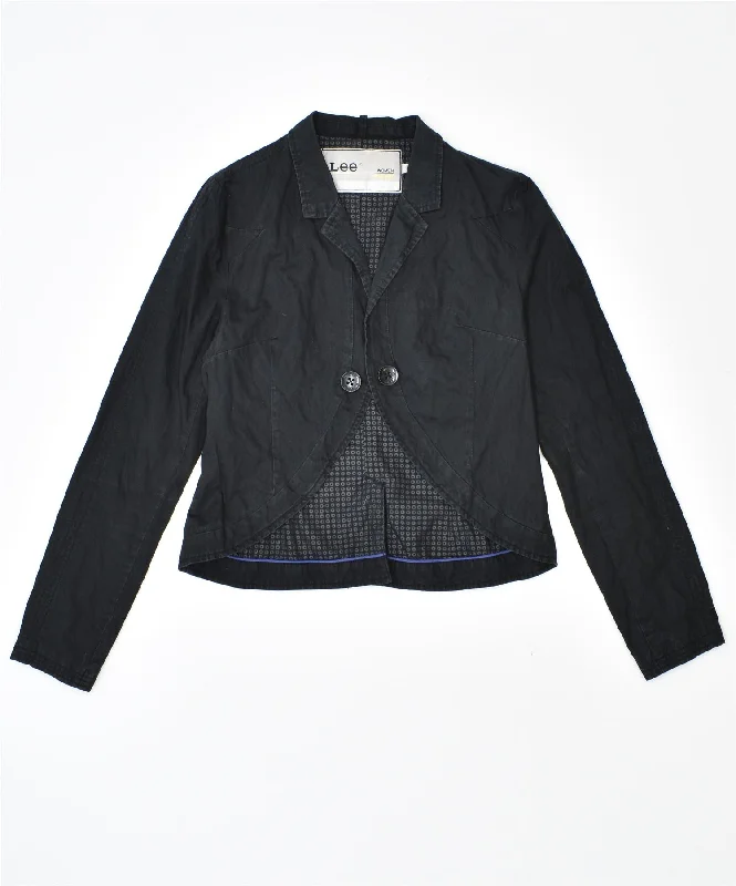 BlazervolunteerLEE Womens Blazer Jacket UK 14 Large Black Cotton