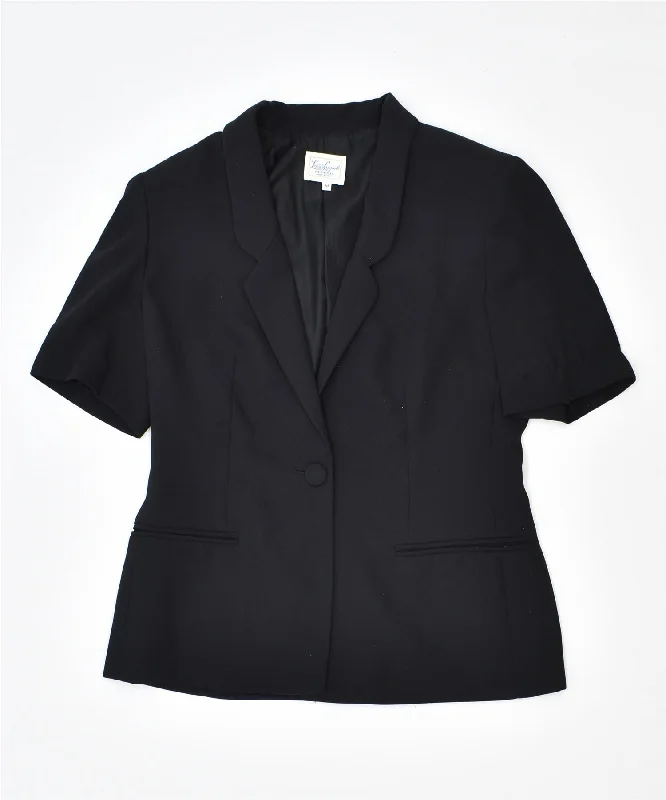 BlazerlegendLUISA SPAGNOLI Womens 1 Button Blazer Jacket IT 44 Medium Black Polyester