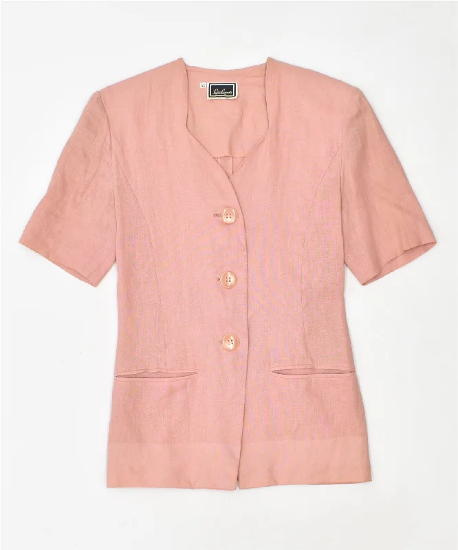 BlazerfestivalLUISA SPAGNOLI Womens Short Sleeve 3Button Blazer Jacket IT 42 Medium Pink