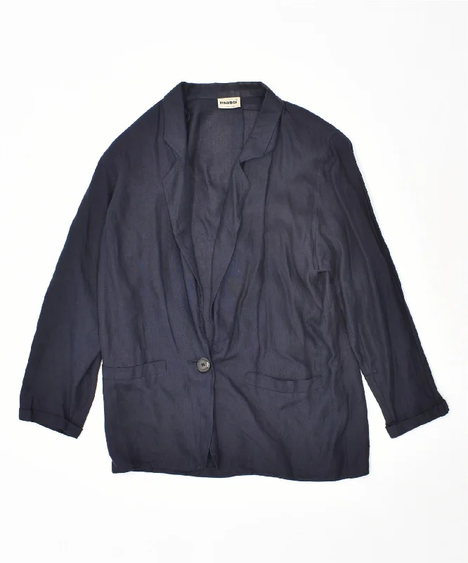 BlazercolorMABB Womens 1 Button Blazer Jacket IT 44 Large Navy Blue Acetate Vintage