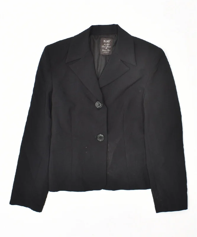 BlazerchicNEMO Womens 2 Button Blazer Jacket IT 44 Medium Black Polyester Vintage