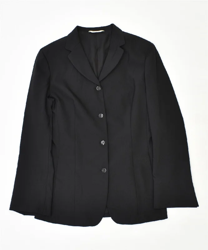 BlazermaniaORIGINE Womens 4 Button Blazer Jacket IT 46 Large Black Polyester Vintage