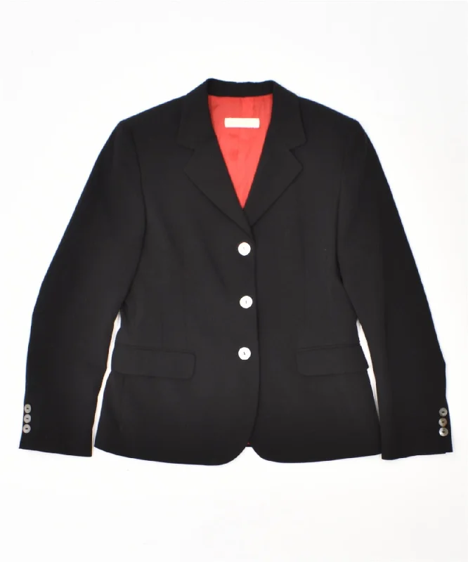 BlazerarenaPAOLA ARAGONE Womens 3 Button Blazer Jacket IT 42 Medium Black Polyester