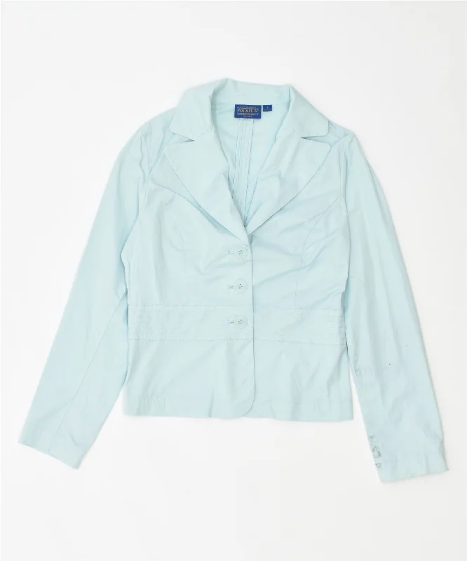 BlazerpassPENDLETON Womens 3 Button Blazer Jacket US 4 Small Turquoise Cotton