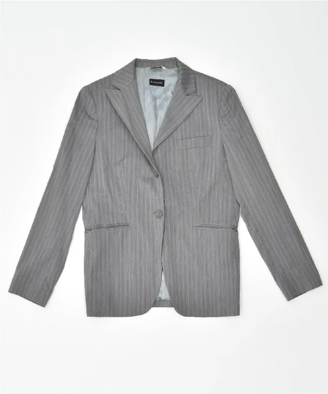 BlazercolorPROJECT Womens 2 Button Blazer Jacket IT 44 Medium Grey Striped Polyester