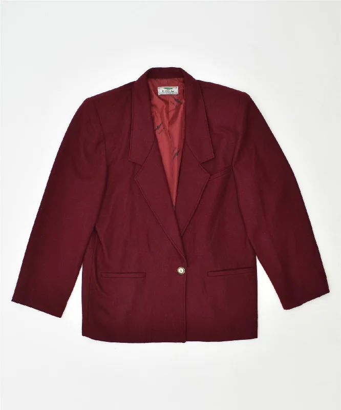 BlazerfestivalROMI-HO Womens Pret-A-Porter 1 Button Blazer Jacket UK 18 XL Maroon Wool