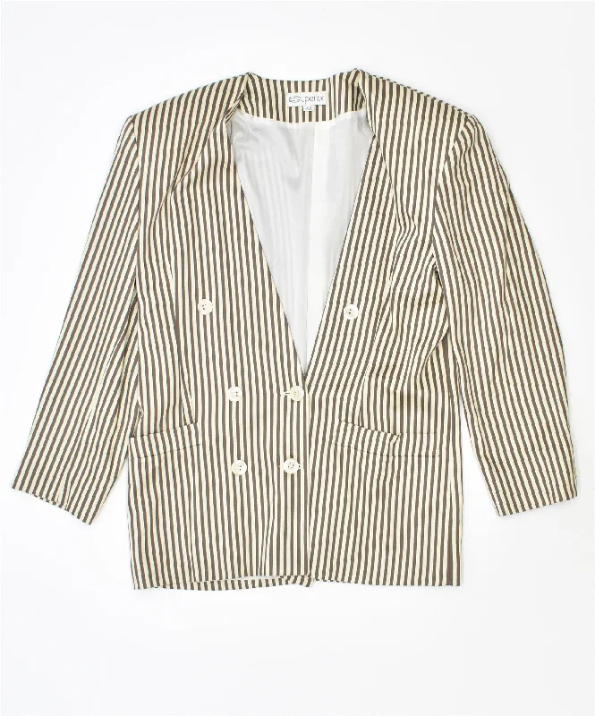 BlazereventSUPERIOR Womens Double Breasted Blazer Jacket IT 42 Medium Yellow Striped