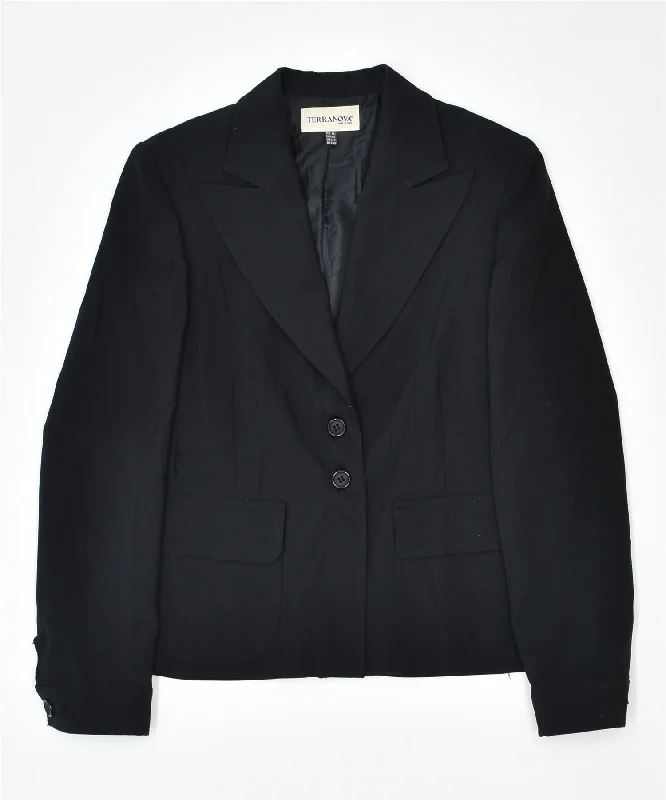 BlazerfashionTERRANOVA Womens 2 Button Blazer Jacket IT 44 Medium Black Polyester