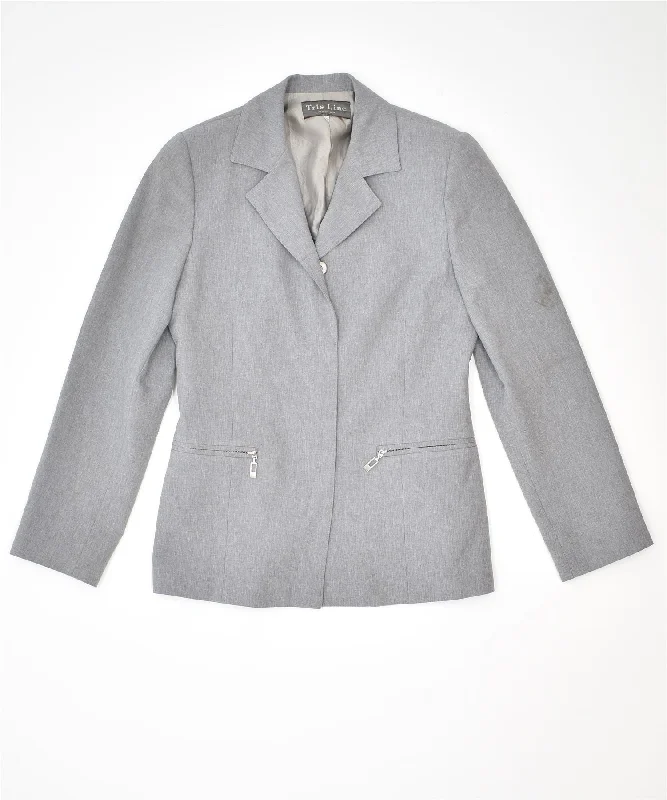 BlazergadgetTRIS LINE Womens 5 Button Blazer Jacket IT 42 Medium Grey Polyester Vintage