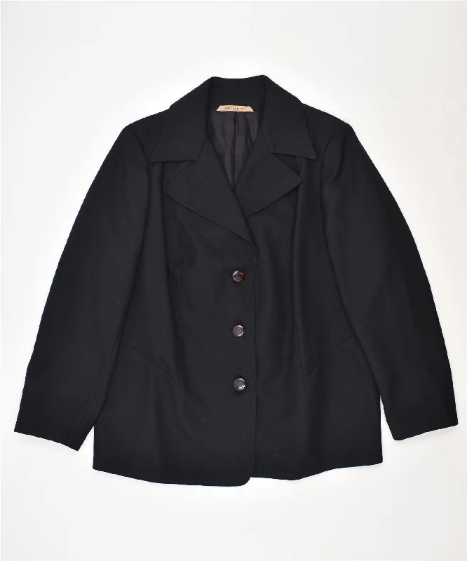 BlazerwinVINTAGE Womens 3/4 Sleeve Blazer Jacket UK 16 Large Black