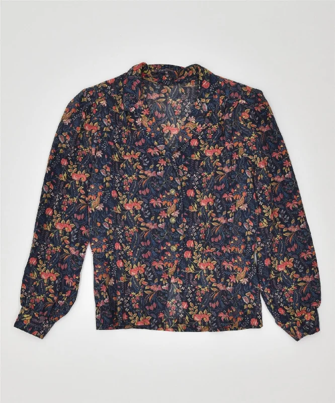 BlazerstyleVINTAGE Womens 3 Button Blazer Jacket UK 14 Medium Multicoloured Floral