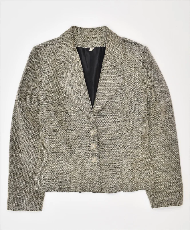 BlazerlookVINTAGE Womens 4 Button Blazer Jacket EU 38 Small Grey Acrylic