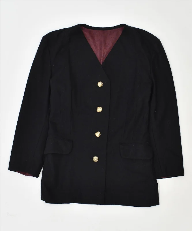 BlazerdeviceVINTAGE Womens 4 Button Blazer Jacket UK 12 Medium Black