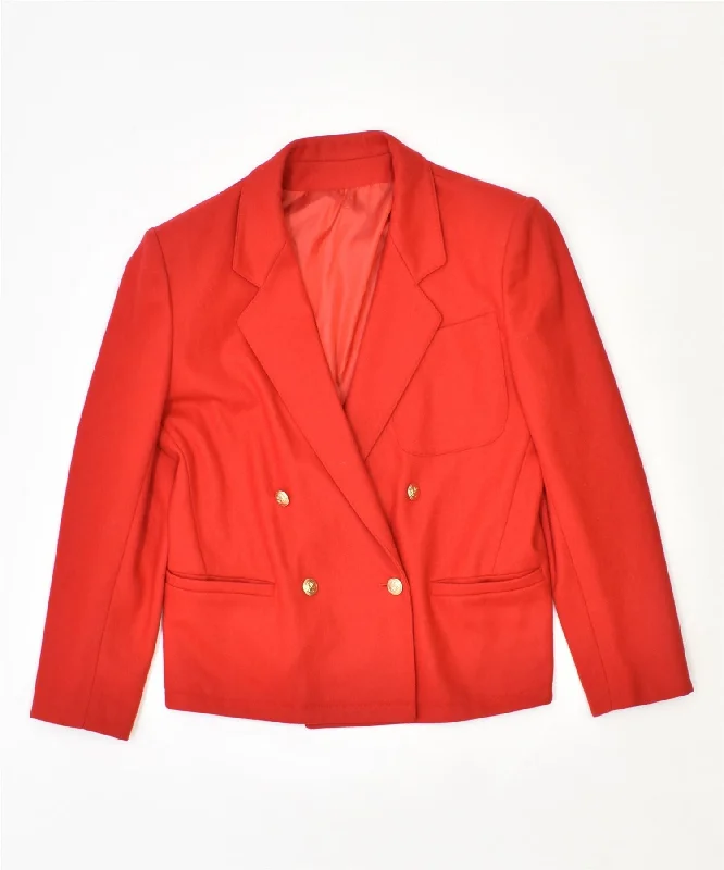 BlazercustomVINTAGE Womens Double Breasted Blazer Jacket IT 46 Large Red Wool