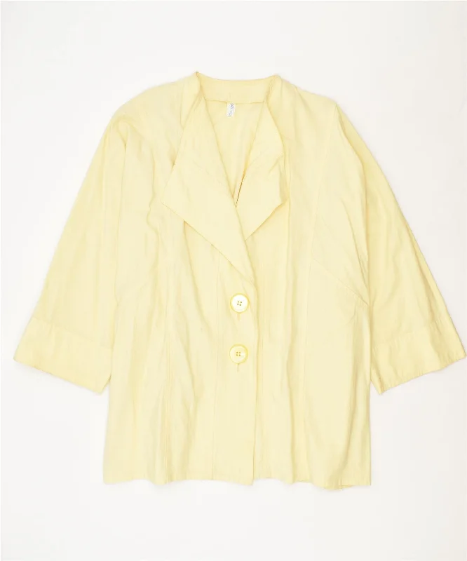 BlazerplayerVINTAGE Womens Loose Fit 2 Button Blazer Jacket UK 20 2XL Yellow