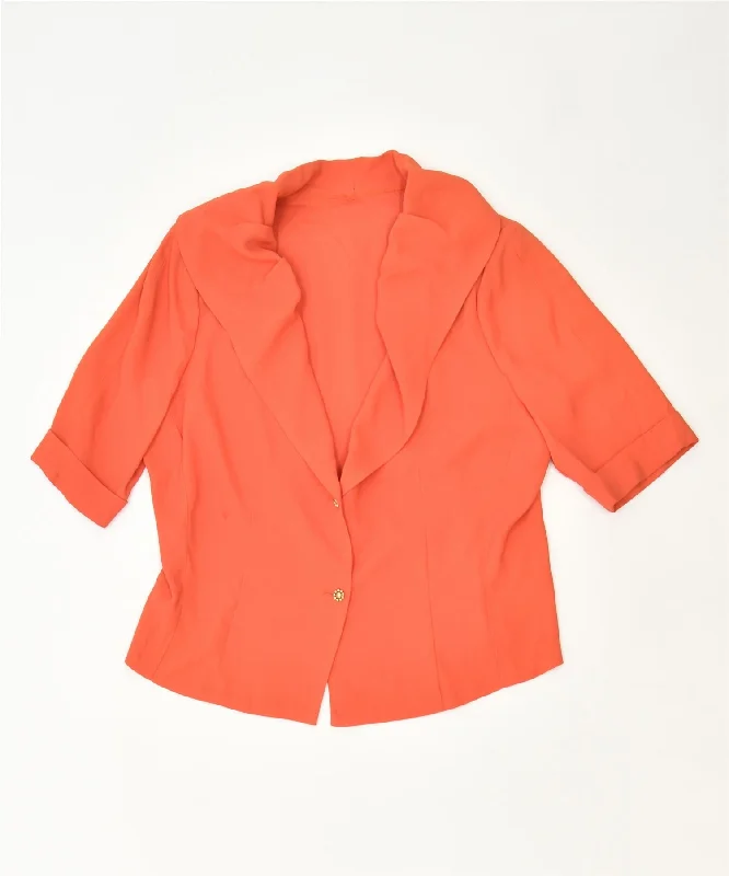 BlazerappVINTAGE Womens Short Sleeve 2 Button Blazer Jacket UK 10 Small Orange